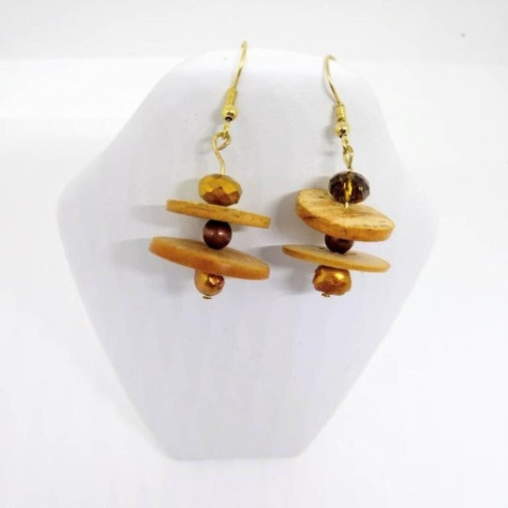 Bronze and cork Earring